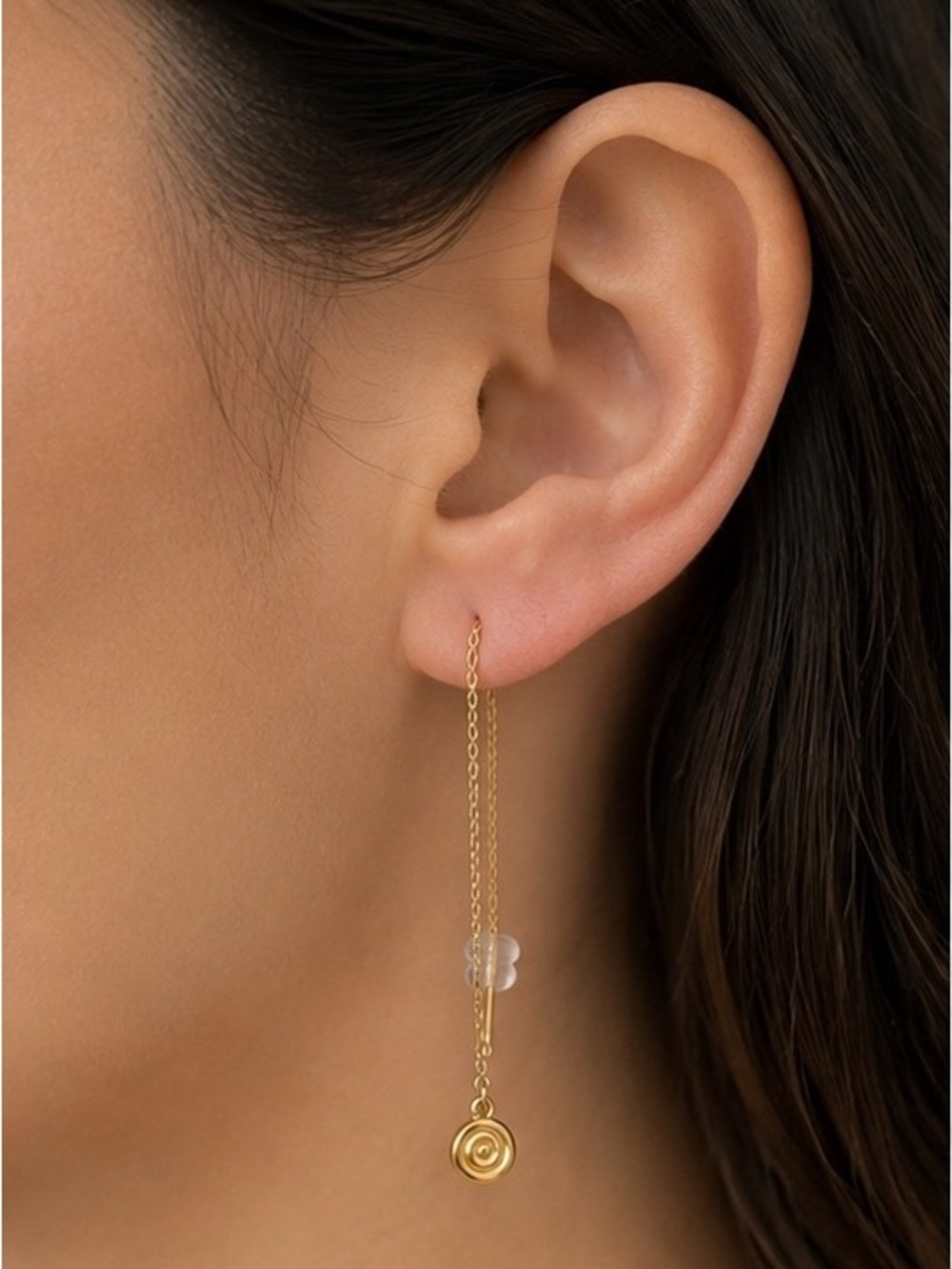 Luv Aj Seashell Threader Earrings | Gold Spiral Drop Earrings